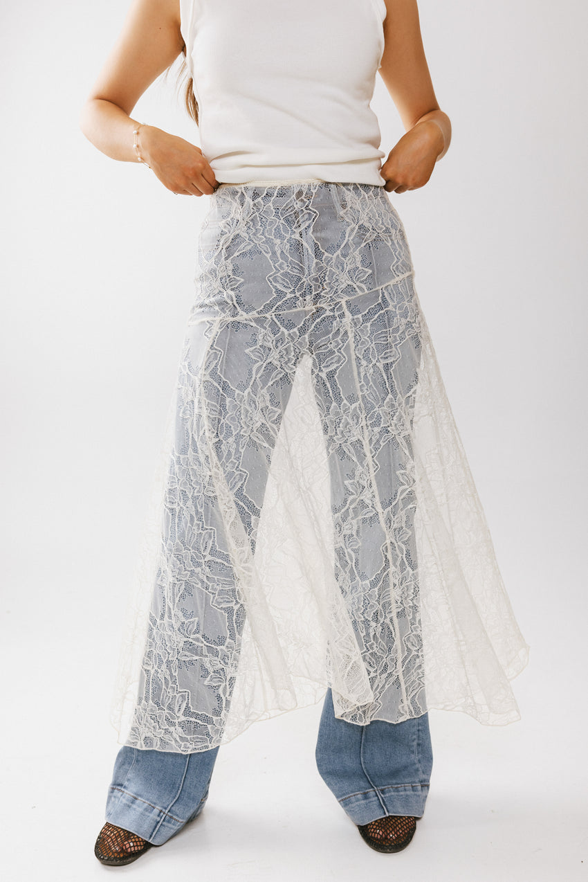 Tatum Lace Maxi Skirt In Cream - Final Sale