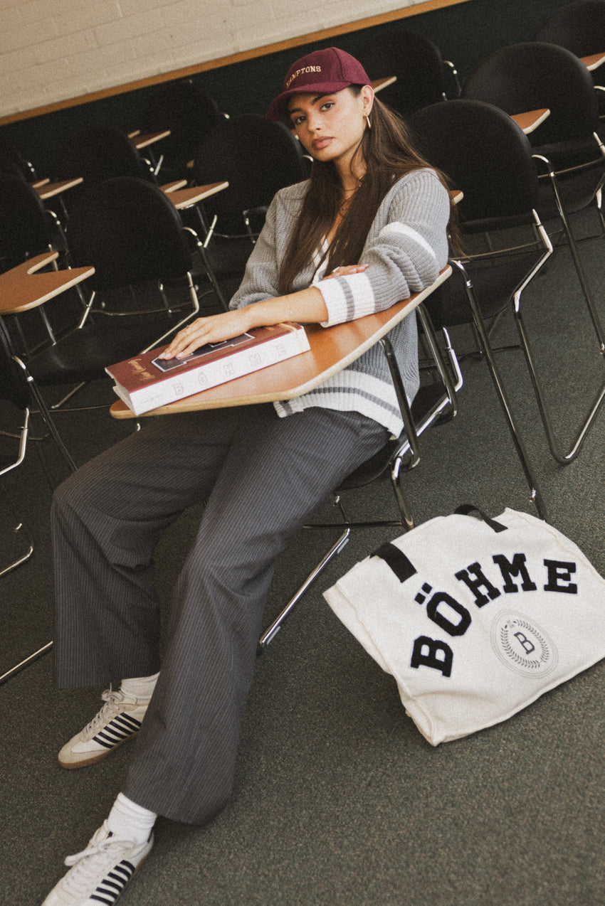 Jenna Striped Wide Leg Pants in Grey - FINAL SALE