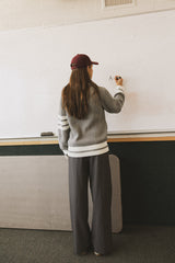 Jenna Striped Wide Leg Pants In Grey - Final Sale
