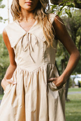 Louie Collared Midi Dress In Taupe - Final Sale