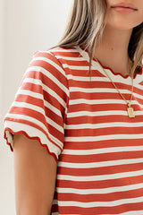 Walker Scalloped Top In Marsala