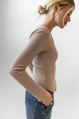 Cal Waffle Knit Top In Mocha - Final Sale