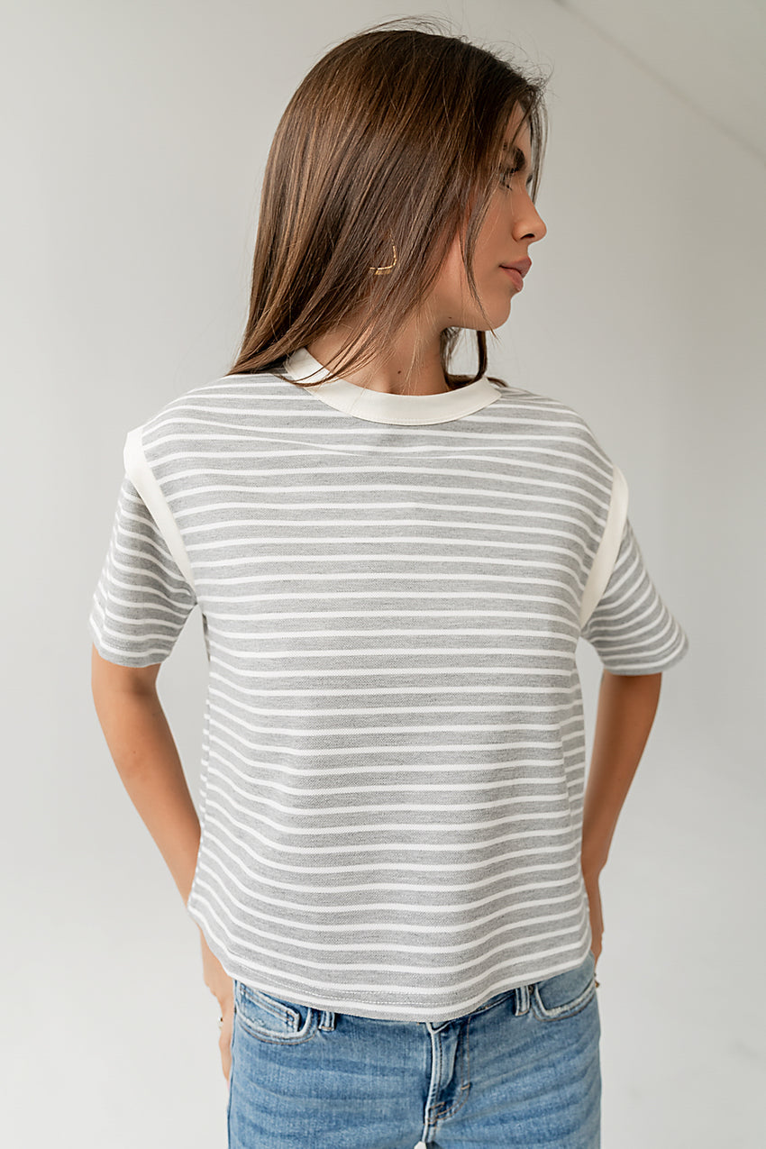 Ryker Striped T-Shirt in Grey - FINAL SALE