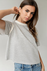 Ryker Striped T-Shirt In Grey - Final Sale