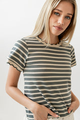 Walker Scalloped Top In Olive