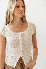 Jaynie Floral Top In Grey - Final Sale