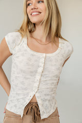 Jaynie Floral Top in Grey - FINAL SALE