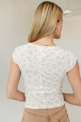 Jaynie Floral Top In Grey - Final Sale