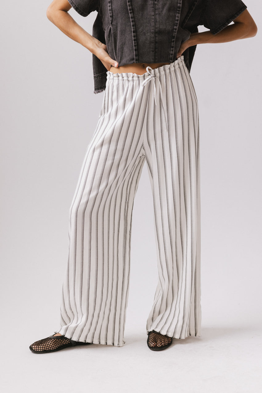 Ronan Striped Pants in White - FINAL SALE