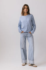Azuline Knit Cardigan In Powder Blue