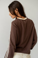 Romy Striped Top In Brown - Final Sale