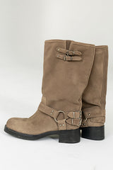 Steve Madden Astor Moto Boot In Taupe Suede - Final Sale