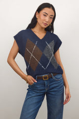 Jessie Sweater Vest In Navy - Final Sale