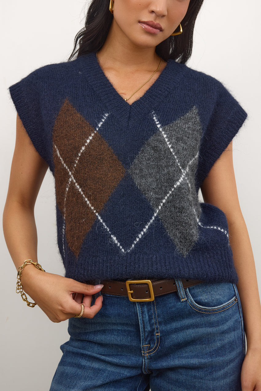 Jessie Sweater Vest In Navy - Final Sale