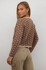 Courtney Scalloped Cardigan In Mocha - Final Sale