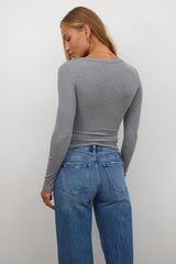 Audrey Ribbed Top In Grey - Final Sale