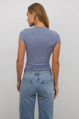 Asher Ribbed Top In Blue - Final Sale