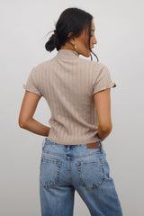 Amara Ribbed Top In Taupe - Final Sale