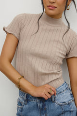 Amara Ribbed Top in Taupe - FINAL SALE