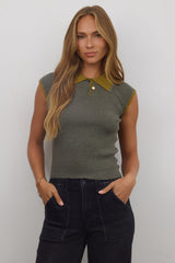 Becca Ribbed Top in Olive - FINAL SALE