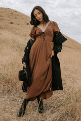 Kaydence Maxi Dress In Brown - Final Sale