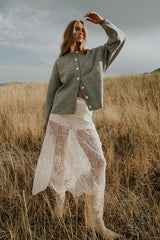 Tatum Lace Maxi Skirt In Cream - Final Sale