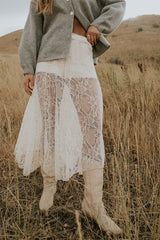 Tatum Lace Maxi Skirt In Cream - Final Sale