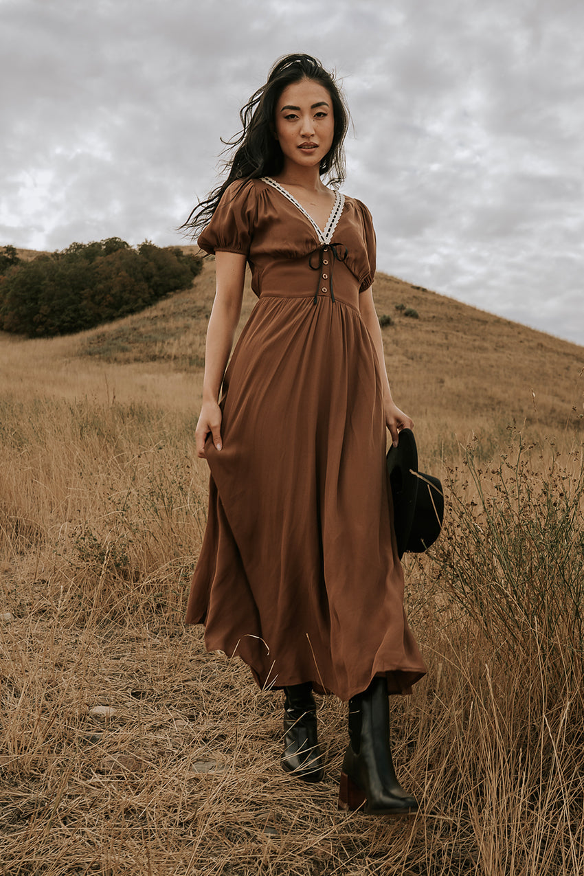 Kaydence Maxi Dress In Brown - Final Sale
