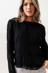 Zuri Smocked Blouse In Black - Final Sale