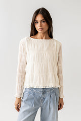 Zuri Smocked Blouse in Cream - FINAL SALE