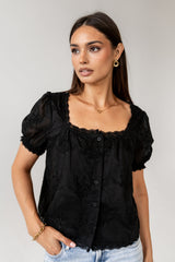 Hadley Embroidered Blouse in Black - FINAL SALE