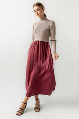Zeda Midi Dress in Wine - FINAL SALE
