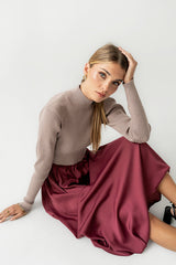 Zeda Midi Dress In Wine - Final Sale