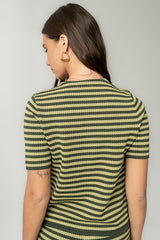 Ireland Striped Top In Green - Final Sale