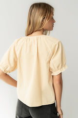 Benny Gingham Blouse In Yellow - Final Sale