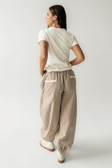 Emory Striped Baggy Pants In Mocha - Final Sale
