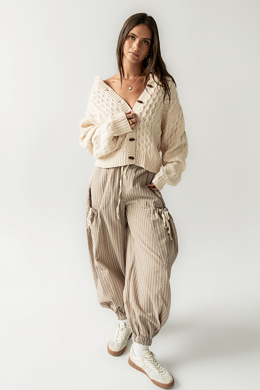 Emory Striped Baggy Pants in Mocha - FINAL SALE
