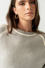 Kenna Contrast Sweater In Heather Grey