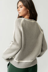 Kenna Contrast Sweater In Heather Grey