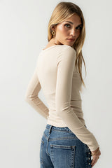 Anya Ribbed Top In Bone - Final Sale