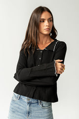 Jazmine Contrast Top In Black - Final Sale