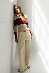 Wrenley Striped Sweater In Rust - Final Sale