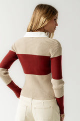 Wrenley Striped Sweater In Rust - Final Sale