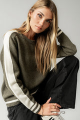 Jayce Striped Sweater In Green