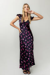 Asa Floral Maxi Dress In Plum - Final Sale
