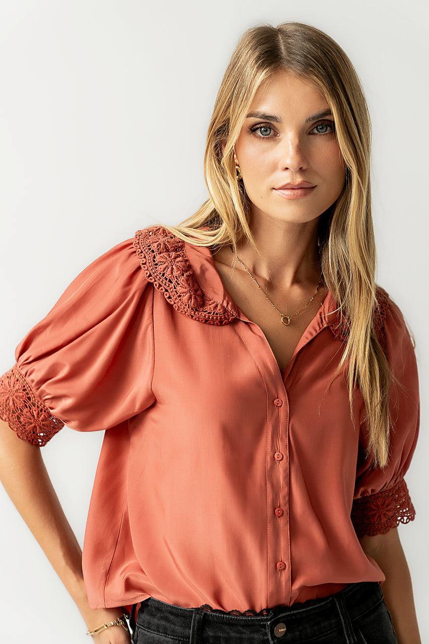 Zayne Button Up In Clay - Final Sale