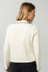 Jazmine Contrast Top In Cream - Final Sale