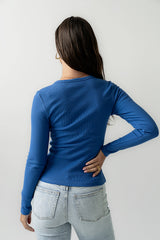 Mia Button Up Top In Blue
