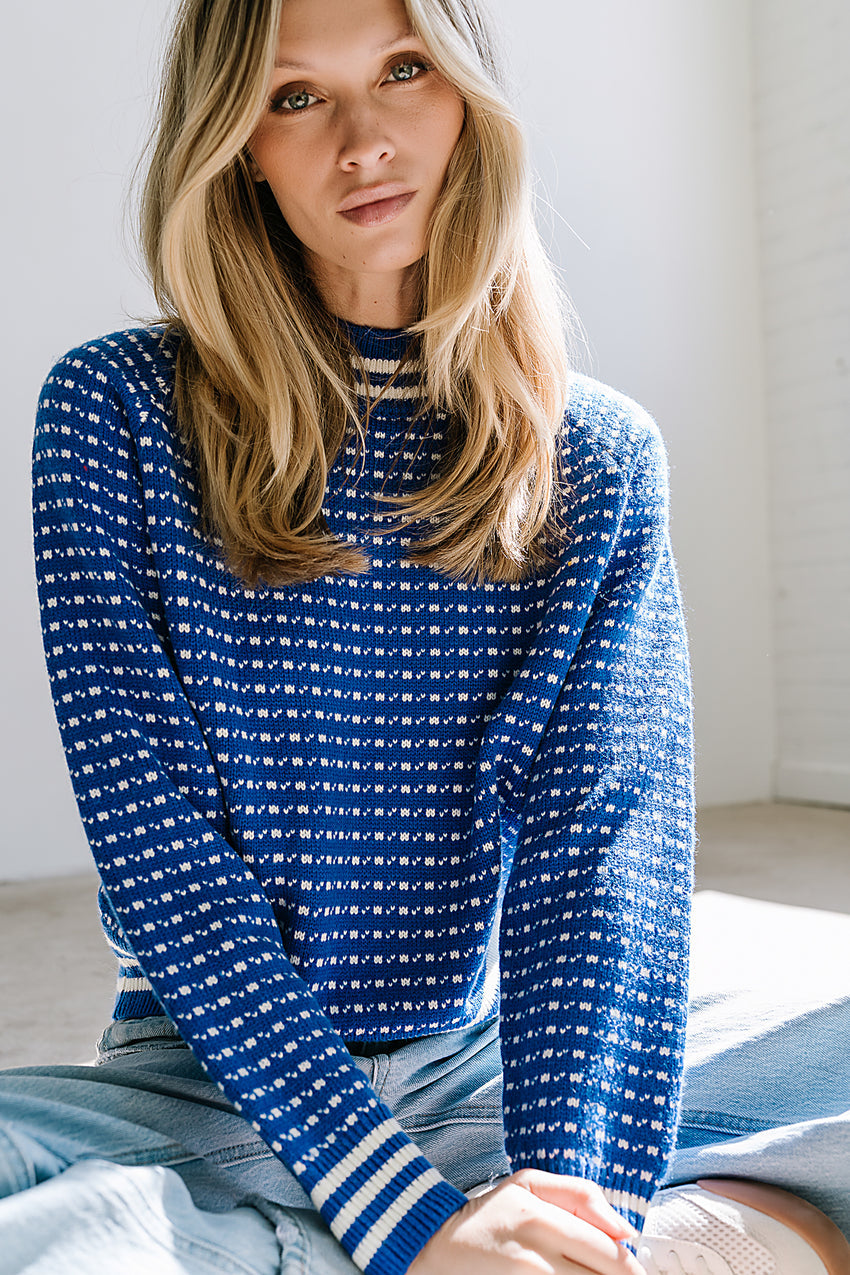 Monroe Knit Sweater in Blue - FINAL SALE