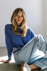 Monroe Knit Sweater In Blue - Final Sale